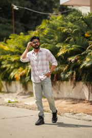 Corduroy Check Shirt - Beige